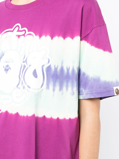 Shop A Bathing Ape Logo-print Tie-dye T-shirt In Purple