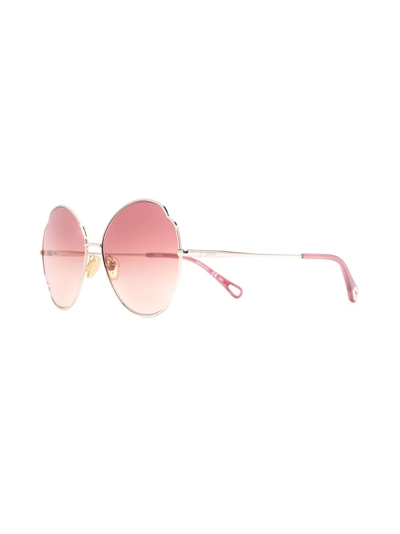 Shop Chloé Round-frame Sunglasses In Gold