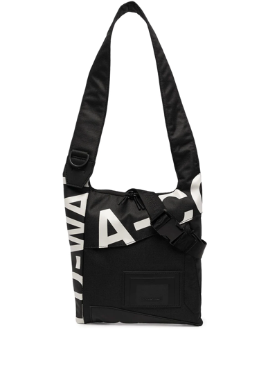 Shop A-cold-wall* Asymmetric Logo-print Shoulder Bag In Black
