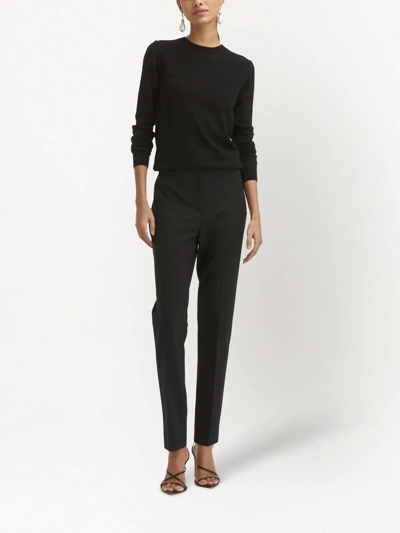 Shop Oscar De La Renta Pressed-crease Slim-cut Tailored Trousers In Black