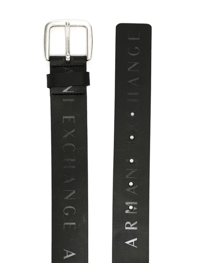 Shop Armani Exchange Logo-print Leather Belt In Black