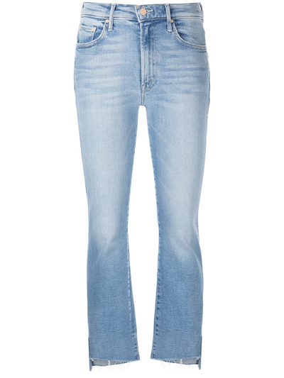 Mother The Tripped Ankle Fray Straight Leg Jeans In Blue