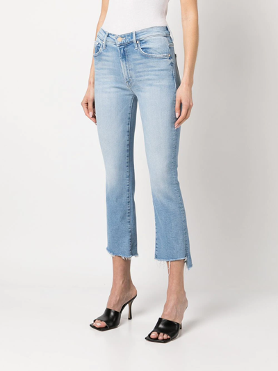 Mother The Tripped Ankle Fray Straight Leg Jeans In Blue