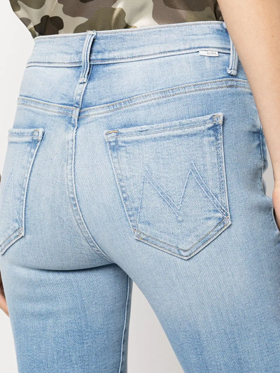 Mother The Tripped Ankle Fray Straight Leg Jeans In Blue