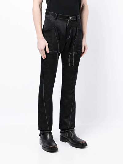 Shop Sulvam Contrast-stitch Slim Flare Trousers In Black