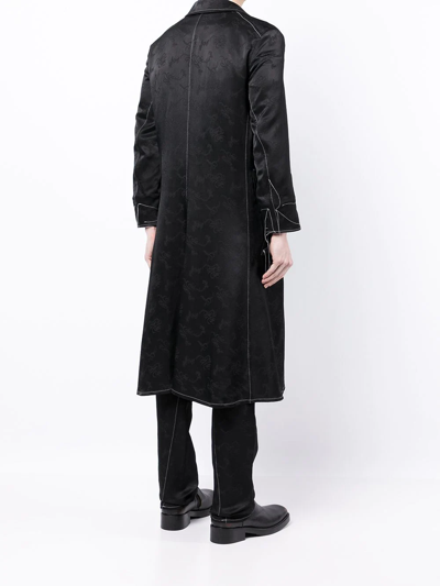 Shop Sulvam Patterned Jacquard Long Coat In Black