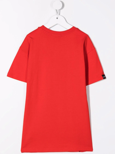 Shop Msgm Logo-print T-shirt Dress In Red