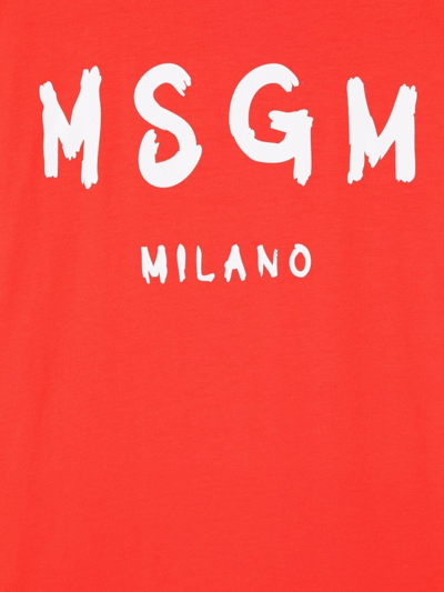 Shop Msgm Logo-print T-shirt Dress In Red