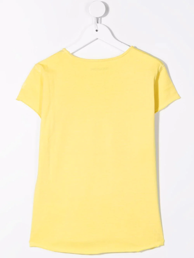 Shop Zadig & Voltaire Teen Slogan-print T-shirt In Yellow