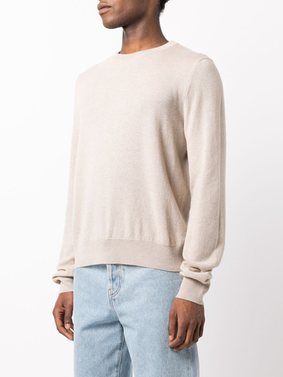 The Row 'benji' Long Sleeve Cashmere Knit Sweater In Brown