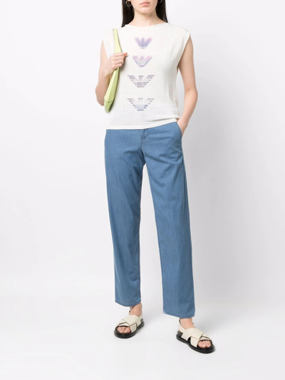 Shop Emporio Armani Logo-print Sleeveless Shirt In Neutrals