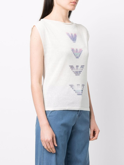Shop Emporio Armani Logo-print Sleeveless Shirt In Neutrals