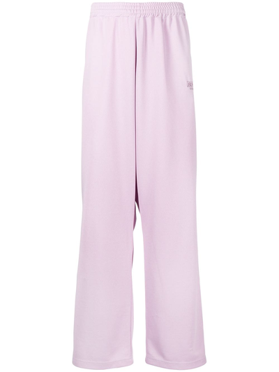 Shop Martine Rose Logo Side-stripe Wide Leg Track Trousers In Purple