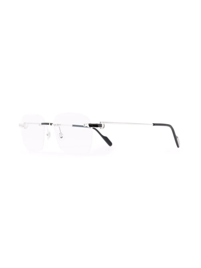Shop Cartier Rimless Square-frame Glasses In Silver