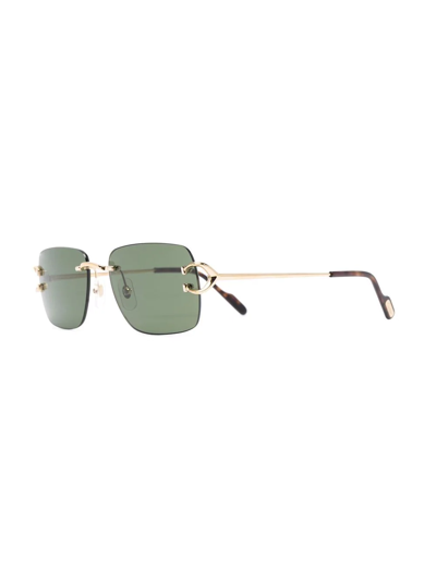 Cartier Rectangle-frame Sunglasses In Gold