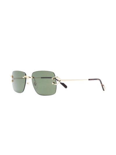 Cartier Rectangle-frame Sunglasses In Gold