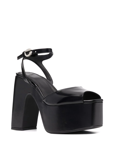 Coperni Bridge Snakeskin Platform Sandals In Black