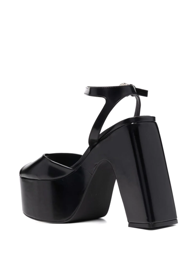 Coperni Bridge Snakeskin Platform Sandals In Black