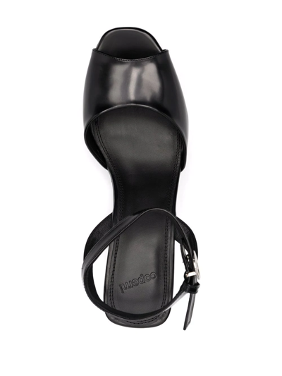 Coperni Bridge Snakeskin Platform Sandals In Black
