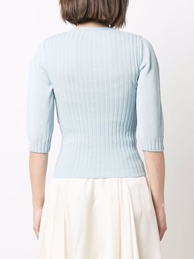 Shop Vivetta Ribbed-knit Two-piece Jumper In Blue