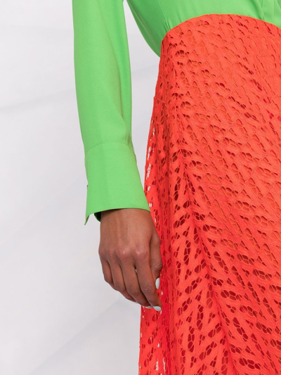 Shop Valentino Embroidered A-line Skirt In Orange