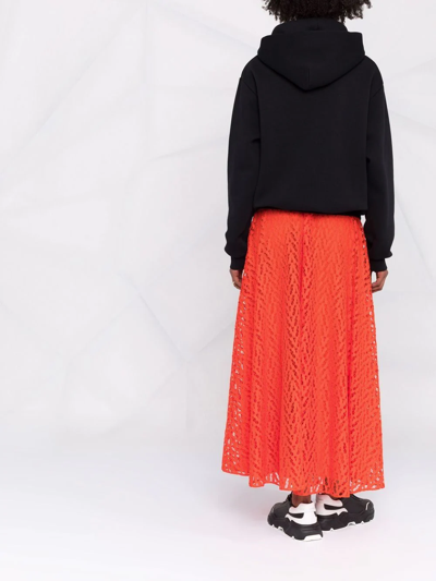 Shop Valentino Embroidered A-line Skirt In Orange