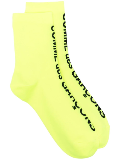 Comme Des Garçons Embroidered-logo Socks In Yellow