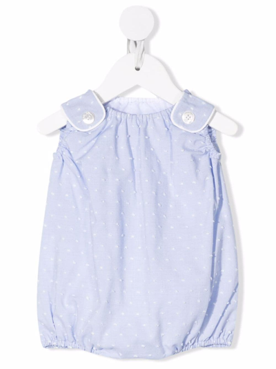 Shop La Stupenderia Textured Sleeveless Romper In Blue