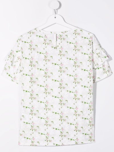 Shop Philosophy Di Lorenzo Serafini Teen Floral-print Cotton T-shirt In White