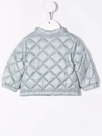 Shop Moncler Quilted Logo-patch Jacket In Blue