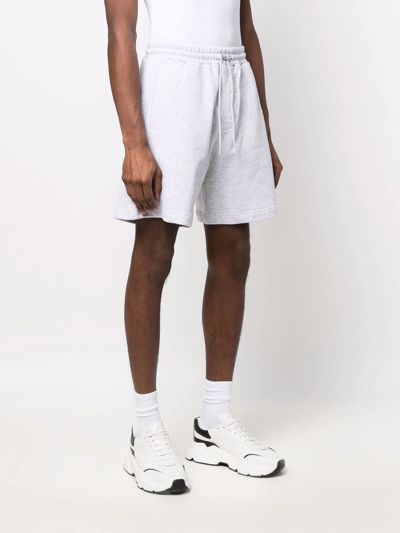 Shop Msgm Logo-print Jogger Shorts In Grey