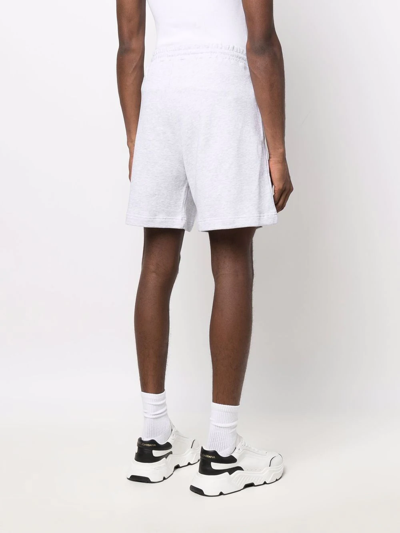 Shop Msgm Logo-print Jogger Shorts In Grey