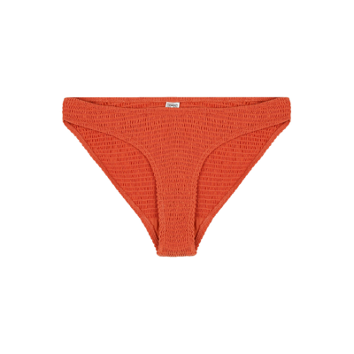Shop Totême Smocked Bikini Bottom Swimwear In Yellow &amp; Orange