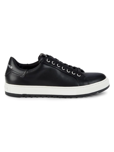 Shop Karl Lagerfeld Men's Sawtooth Leather Sneakers In Black