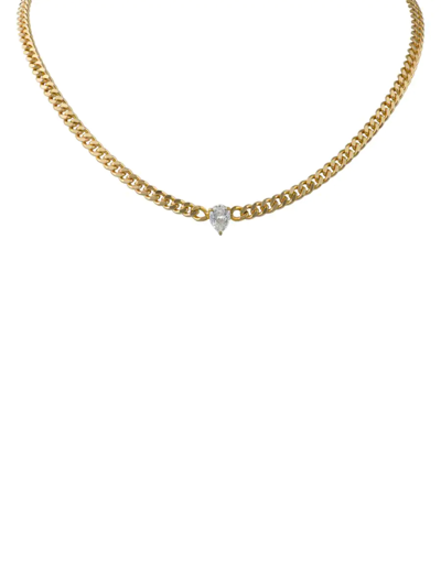 Shop Cz By Kenneth Jay Lane Women's Look Of Real 14k Goldplated & Cubic Zirconia Link Chain In Brass