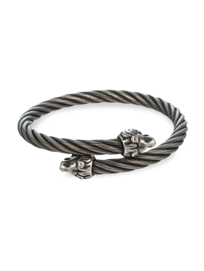 Shop Eye Candy La Men's Luxe Titanium Cable Cuff Bracelet In Neutral