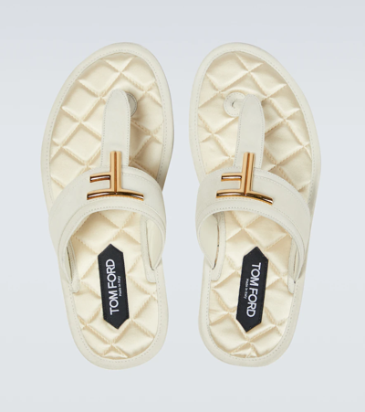 Shop Tom Ford Suede Sandals In Off White