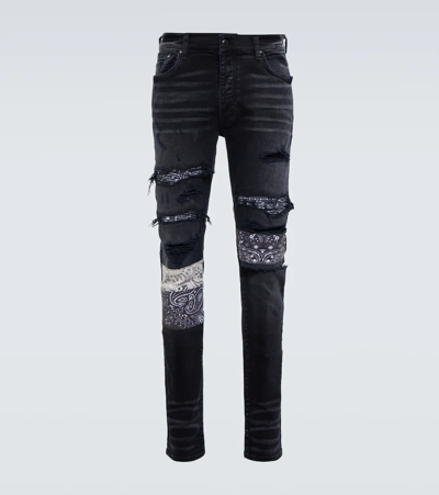 Shop Amiri Bandana Artpatch Jeans In Aged Black