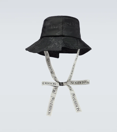 Shop Jw Anderson Asymmetric Tie-neck Bucket Hat In Black