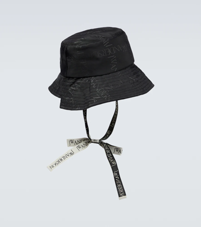 Shop Jw Anderson Asymmetric Tie-neck Bucket Hat In Black