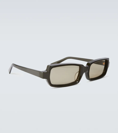 Shop Undercover Slim Rectangular Sunglasses In Khaki