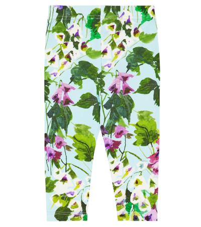 Shop Dolce & Gabbana Baby Floral Cotton-blend Leggings In Giard.pitt.fdo Azzur