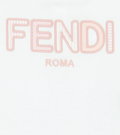 Shop Fendi Baby Logo-embroidered Cotton T-shirt In Gesso+maria Antoniet