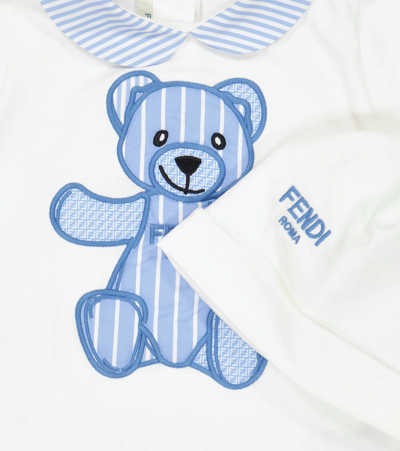 Shop Fendi Baby Bodysuit And Hat Set In Gesso+casper