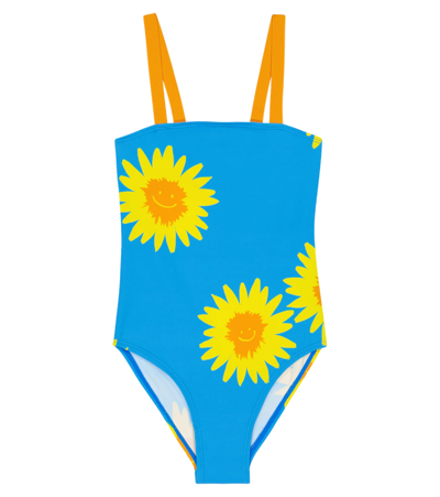 Shop Stella Mccartney Printed Swimsuit In Blu/giallo