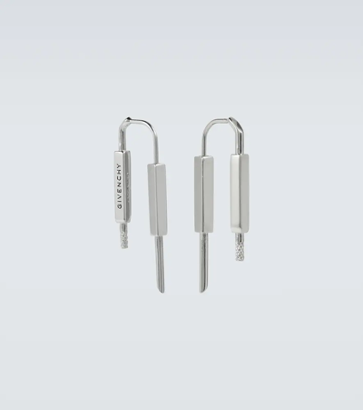 Shop Givenchy Padlock Metal Earrings In Silvery
