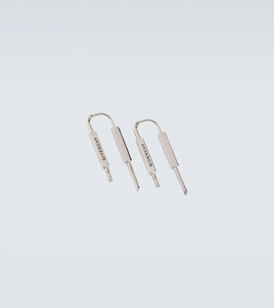 Shop Givenchy Padlock Metal Earrings In Silvery