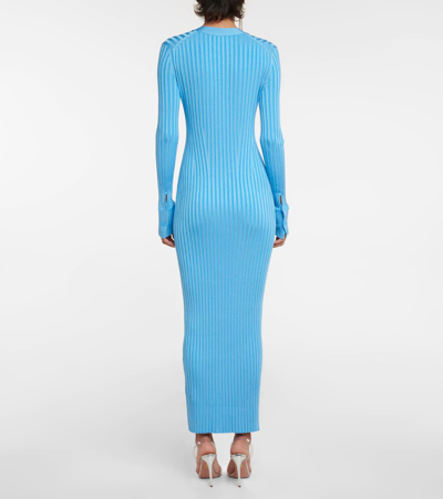 Shop Galvan Rhea Ribbed-knit Midi Dress In Electric Blue