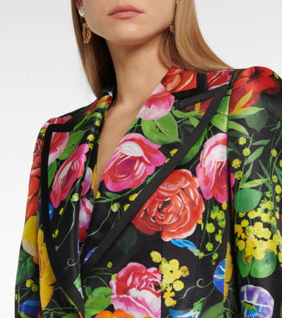 Shop Dolce & Gabbana Floral Printed Silk Blazer In Bouquet Fdo.nero