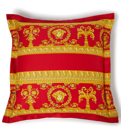 Shop Versace Barocco Printed Cotton Cushion